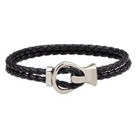 Korean Woven Double-layer Alloy Hook Leather Rope Bracelet main image 6