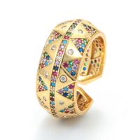 Fashion Diamond Zircon Copper Plated 18k Gold Geometric Copper Ring main image 1