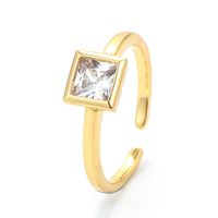 Fashion Simple Copper Micro-set Zirconium Square Diamond Copper Ring main image 2