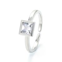 Fashion Simple Copper Micro-set Zirconium Square Diamond Copper Ring main image 3