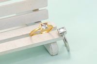 Fashion Simple Copper Micro-set Zirconium Square Diamond Copper Ring main image 4