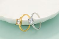 Fashion Simple Copper Micro-set Zirconium Square Diamond Copper Ring main image 5