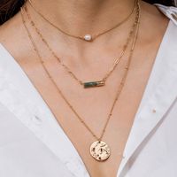 Mode Grün Naturstein Weibliche Einfache Legierung Mehrschichtige Halskette Zubehör main image 1