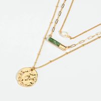 Fashion Green Natural Stone Female Simple Alloy Multi-layer Necklace Accessories main image 3