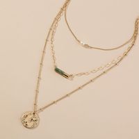 Mode Grün Naturstein Weibliche Einfache Legierung Mehrschichtige Halskette Zubehör main image 4