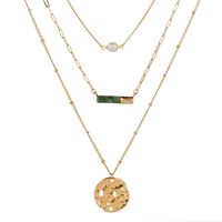 Fashion Green Natural Stone Female Simple Alloy Multi-layer Necklace Accessories main image 6