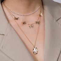 Accessories Fashion Irregular Pendant Butterfly Multi-layer Alloy Necklace Women main image 1