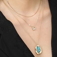 Fashion Retro Ethnic Natural Turquoise Shaped Pendant Alloy Necklace main image 2