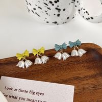 Spring And Summer Green Bell Tulip Flower Alloy Earrings main image 1