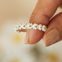 Korean Style Jewelry Sweet Daisy Flower Two-color Copper Ring Wholesale main image 1