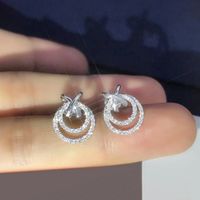 Fashion Diamond-studded Cute Butterfly Hollow Ring Copper Earrings Wholesale main image 4