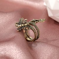 Retro Bronze Zodiac Dragon Ring Gothic Men And Women Open Ring main image 1