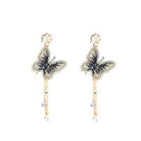 Fashion Long Tassel Earrings Embroidered Butterfly Alloy Drop Earrings main image 6