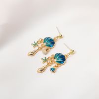 Boucles D&#39;oreilles Pendantes En Alliage Asymétrique Blue Shell Star Fashion Ocean Series main image 1