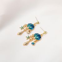 Fashion Ocean Series Blue Shell Star Asymmetric Alloy Drop Earrings main image 1