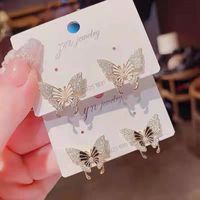 Fashion Alloy Micro-inlaid Zircon Butterfly Stud Earrings Wholesale main image 1