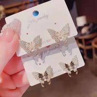 Fashion Alloy Micro-inlaid Zircon Butterfly Stud Earrings Wholesale main image 2