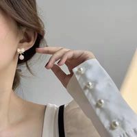 Simple Opal Bow Pearl Pendant Earrings Elegant Short Earrings main image 3
