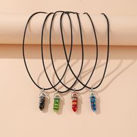 Retro Ethnic Color Ladies Jewelry Alloy Necklace Crystal Hexagonal Pillar 4-piece Set main image 2