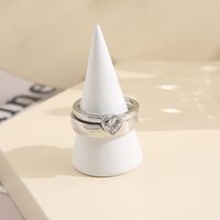 Fashion Geometric Diamond Ring Heart-shaped Couple Diamond Alloy Ring main image 1
