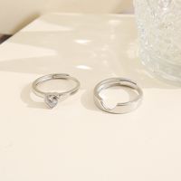 Fashion Geometric Diamond Ring Heart-shaped Couple Diamond Alloy Ring main image 4
