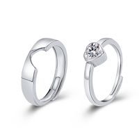 Fashion Geometric Diamond Ring Heart-shaped Couple Diamond Alloy Ring main image 6