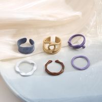 Fashion Dripping Oil Creative Geometric Irregular Alloy Ring 6-piece Set main image 3