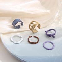 Fashion Dripping Oil Creative Geometric Irregular Alloy Ring 6-piece Set main image 4