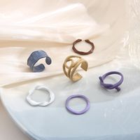 Fashion Dripping Oil Creative Geometric Irregular Alloy Ring 6-piece Set main image 5