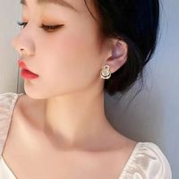 Fashion Korean New Alloy Inlaid Opal Stud Earrings main image 4