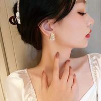 Fashion Korean New Alloy Inlaid Opal Stud Earrings main image 3