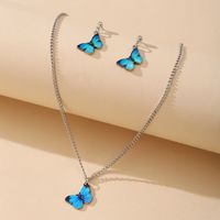 Butterfly Pendant Set 3-piece Creative Earrings Necklace Bracelet Alloy Combination Set main image 3