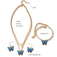 Butterfly Pendant Set 3-piece Creative Earrings Necklace Bracelet Alloy Combination Set main image 5