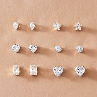 Simple Style Heart Diamond Alloy Artificial Gemstones Earrings Ear Studs main image 1