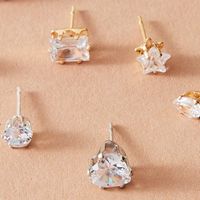Simple Style Heart Diamond Alloy Artificial Gemstones Earrings Ear Studs main image 4