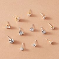Simple Style Heart Diamond Alloy Artificial Gemstones Earrings Ear Studs main image 5