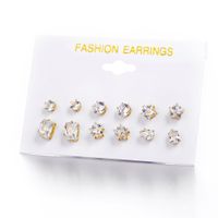 Simple Style Heart Diamond Alloy Artificial Gemstones Earrings Ear Studs main image 6