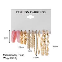 Retro Winding Pearl 5 Pairs Of Creative Simple Pink Acrylic Chain Earrings main image 3