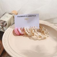 Retro Winding Pearl 5 Pairs Of Creative Simple Pink Acrylic Chain Earrings main image 4