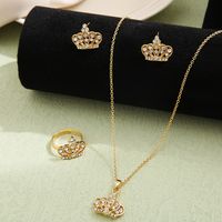 Baroque Crown Three-piece Wedding Full Diamond Jewelry Alloy Set main image 5