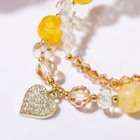 Two-piece Orange Crystal Heart Pendent Transfer Beads Bracelet main image 4