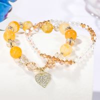 Two-piece Orange Crystal Heart Pendent Transfer Beads Bracelet main image 5
