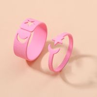 Fashion Simple Star-moon Ring Solid Color Alloy Open Ring main image 4