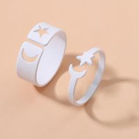 Fashion Simple Star-moon Ring Solid Color Alloy Open Ring main image 5