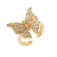 Fashion Copper Gold-plated Micro-set Zircon Butterfly Open Ring main image 6