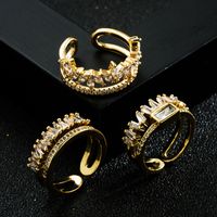 Fashion Copper-plated Gold Micro-set Zircon Geometric Ring main image 1