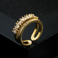 Fashion Copper-plated Gold Micro-set Zircon Geometric Ring main image 3