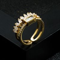 Fashion Copper-plated Gold Micro-set Zircon Geometric Ring main image 4
