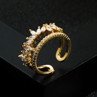 Fashion Copper-plated Gold Micro-set Zircon Geometric Ring main image 5