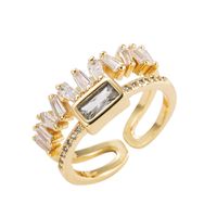 Fashion Copper-plated Gold Micro-set Zircon Geometric Ring main image 6